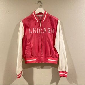 Vintage Chicago Varsity Jacket Pink White Bomber XL Streetwear Sporty Y2K City
